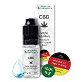 Premium CBD Liquid Base von Breathe Organics® | Liquid Base für E-Zigaretten 1000 mg CBD aus Deutschland | 1000 mg Cannabidiol | Menge 10 ml | 100% PG | nikotinfrei | Made in Germany